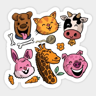 Funny Hand Drawn Animals Sticker